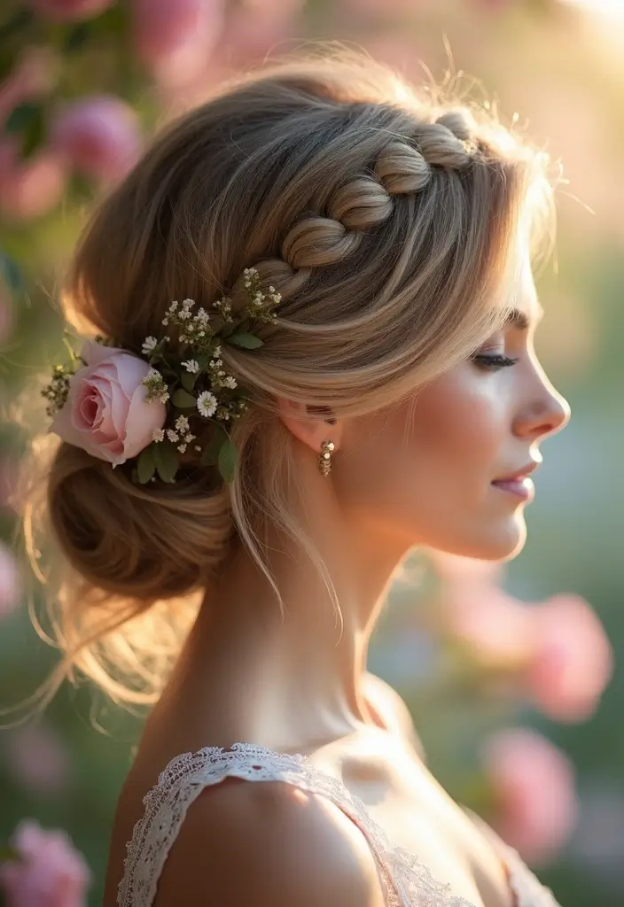 10 Jaw-Dropping Updo Hairstyles Perfect for Any Occasion (Number 8 Is a Game Changer!) - 5. Low Bun with Side Braid: Romantic Charm