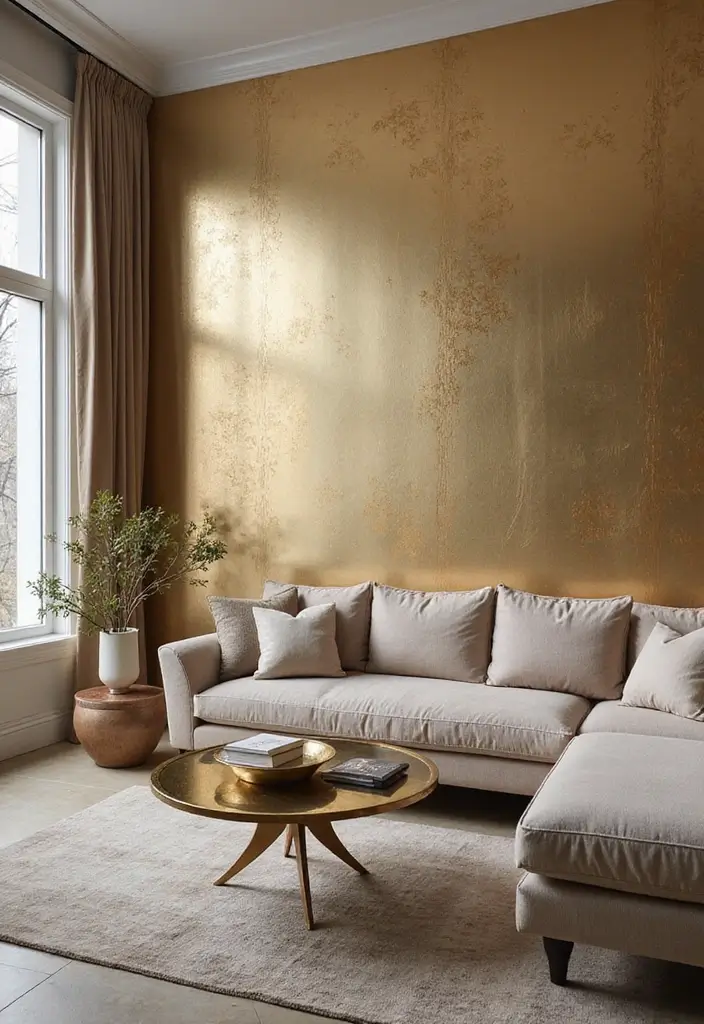 14 Luxury Wallpaper Trends That’ll Make Your Home Feel Like a Palace (You’ll Want #5!) - 4. Metallic Accents
