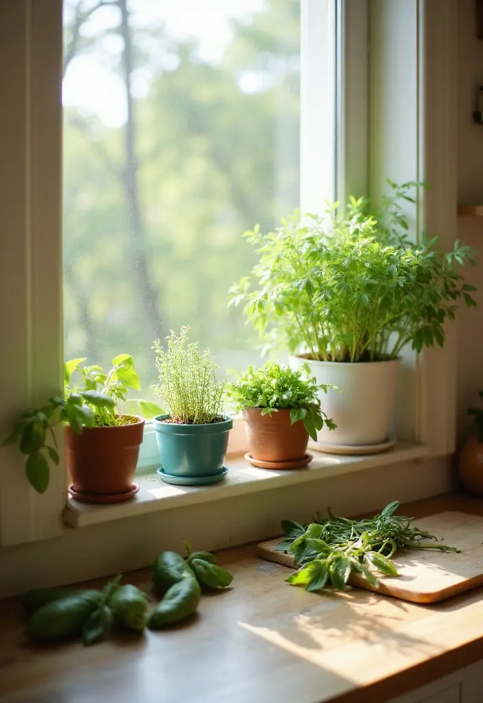 20 Fresh Herb Garden Ideas That Will Elevate Your Cooking (And Your Mood!) - 1. Kitchen Window Herb Garden