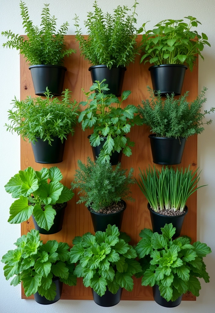 20 Fresh Herb Garden Ideas That Will Elevate Your Cooking (And Your Mood!) - 3. Vertical Wall Herb Garden