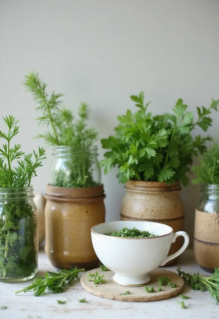 20 Fresh Herb Garden Ideas That Will Elevate Your Cooking (And Your Mood!) - 5. Herb Garden in Recycled Containers