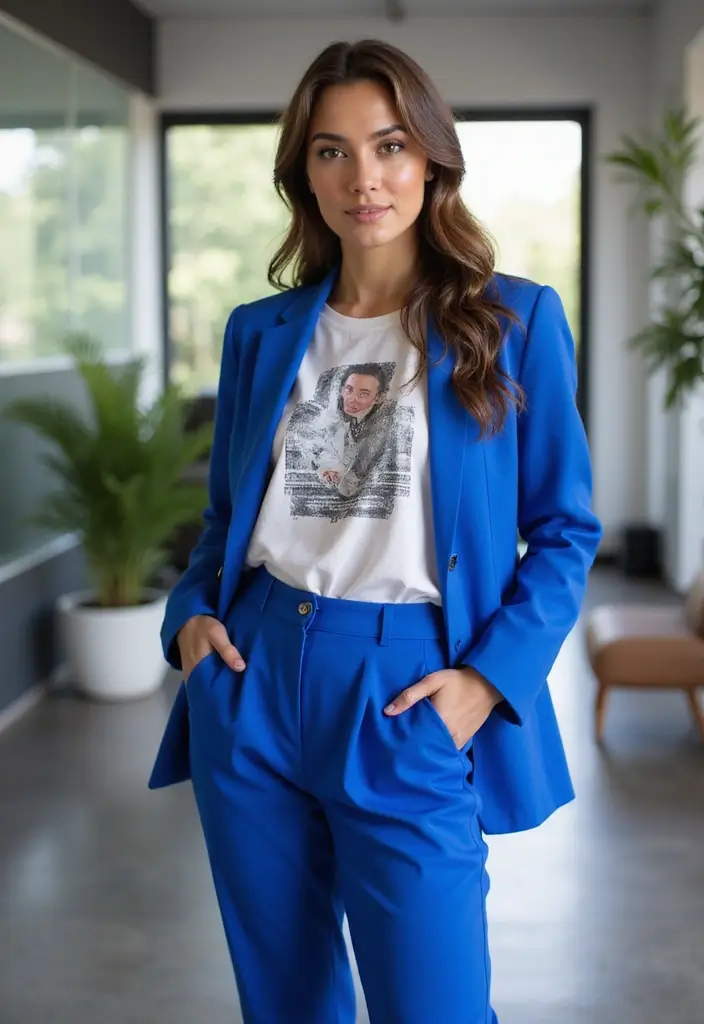 21 Stylish Business Casual Looks for Women That Will Turn Heads at Work! - 14. The Casual Graphic Tee and Blazer