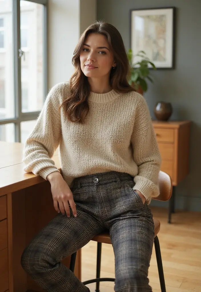 21 Stylish Business Casual Looks for Women That Will Turn Heads at Work! - 20. The Comfortable Knit Sweater