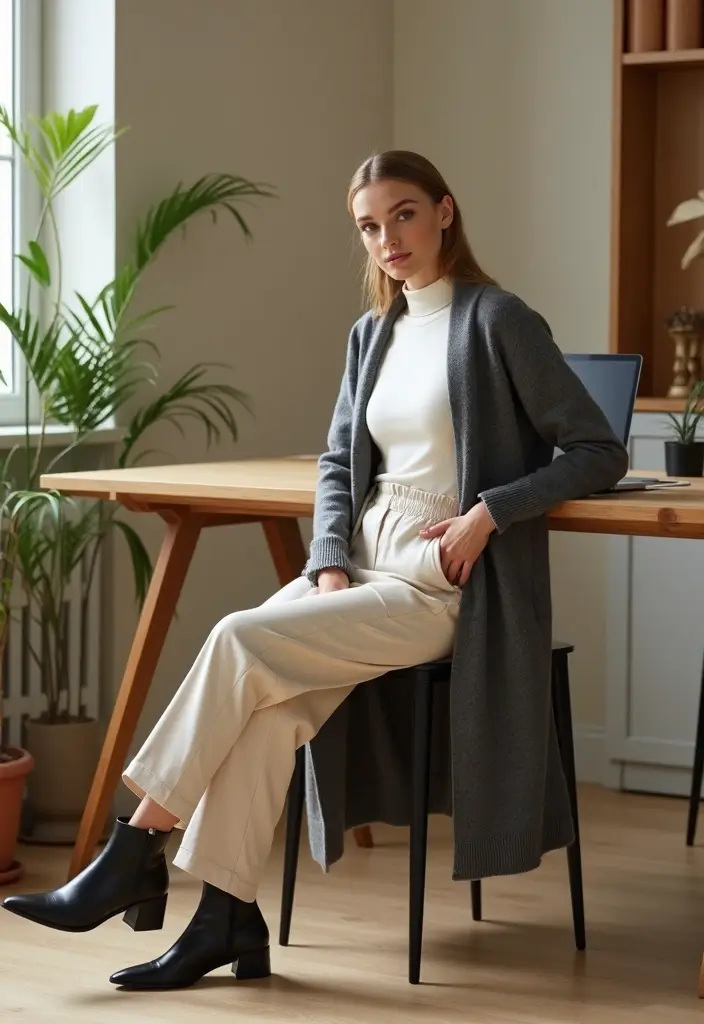 21 Stylish Business Casual Looks for Women That Will Turn Heads at Work! - 7. The Relaxed Fit Trouser and Turtleneck