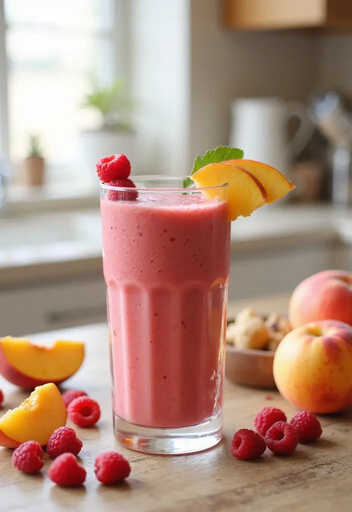 12 Breakfast Smoothie Recipes That Make Mornings a Breeze (You Must Try #8!) - 12. Raspberry Peach Smoothie