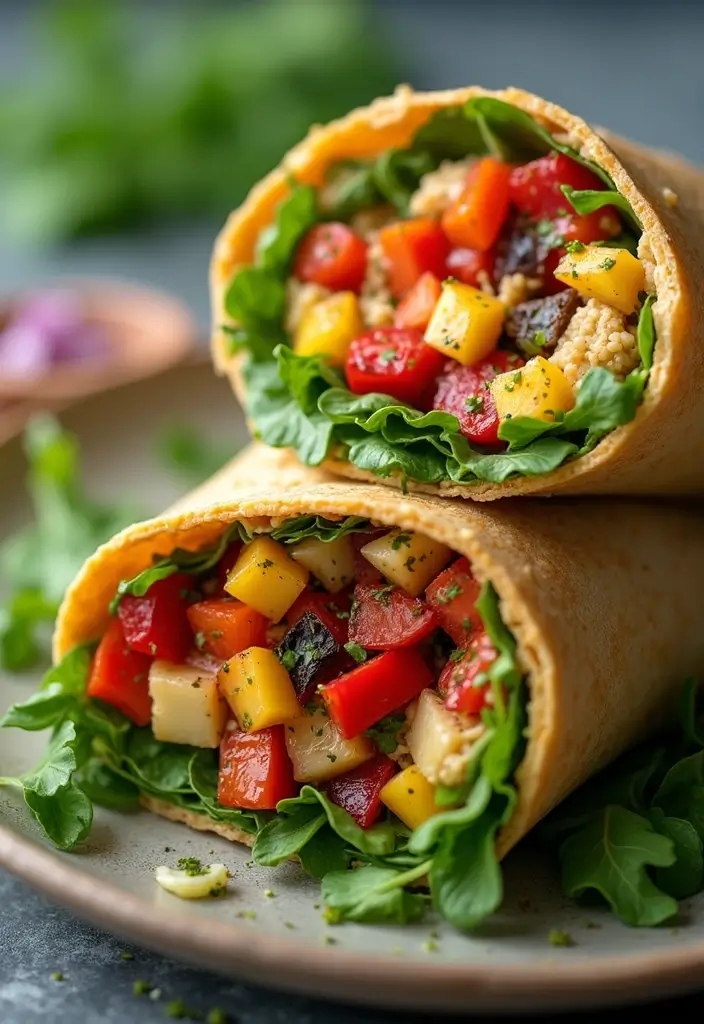 15 Healthy Dinner Ideas That Are Tasty and Guilt-Free (Try #8 Tonight!) - 13. Roasted Vegetable and Hummus Wrap