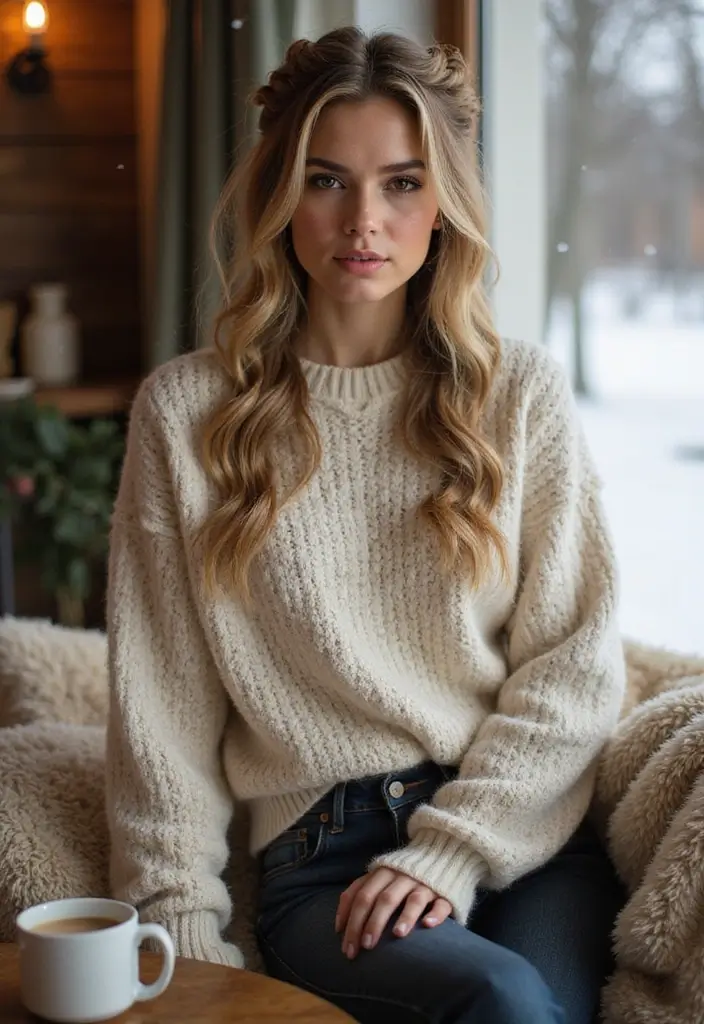 18 Cozy Braid Looks for Winter That Are Effortlessly Gorgeous! - 12. Half-Up Braid with Curls