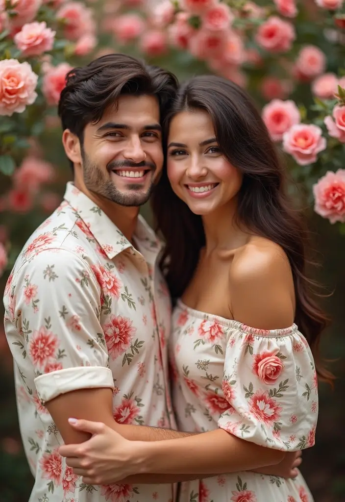 20 Trendy Casual Outfits for Couples That Will Turn Heads Everywhere You Go! - 8. Floral Prints